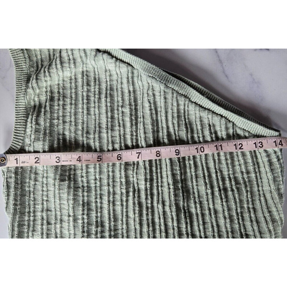 Free People Beach Mary One Shoulder Top Small Green Linen Ribbed Knit Sweater - Picture 7 of 10